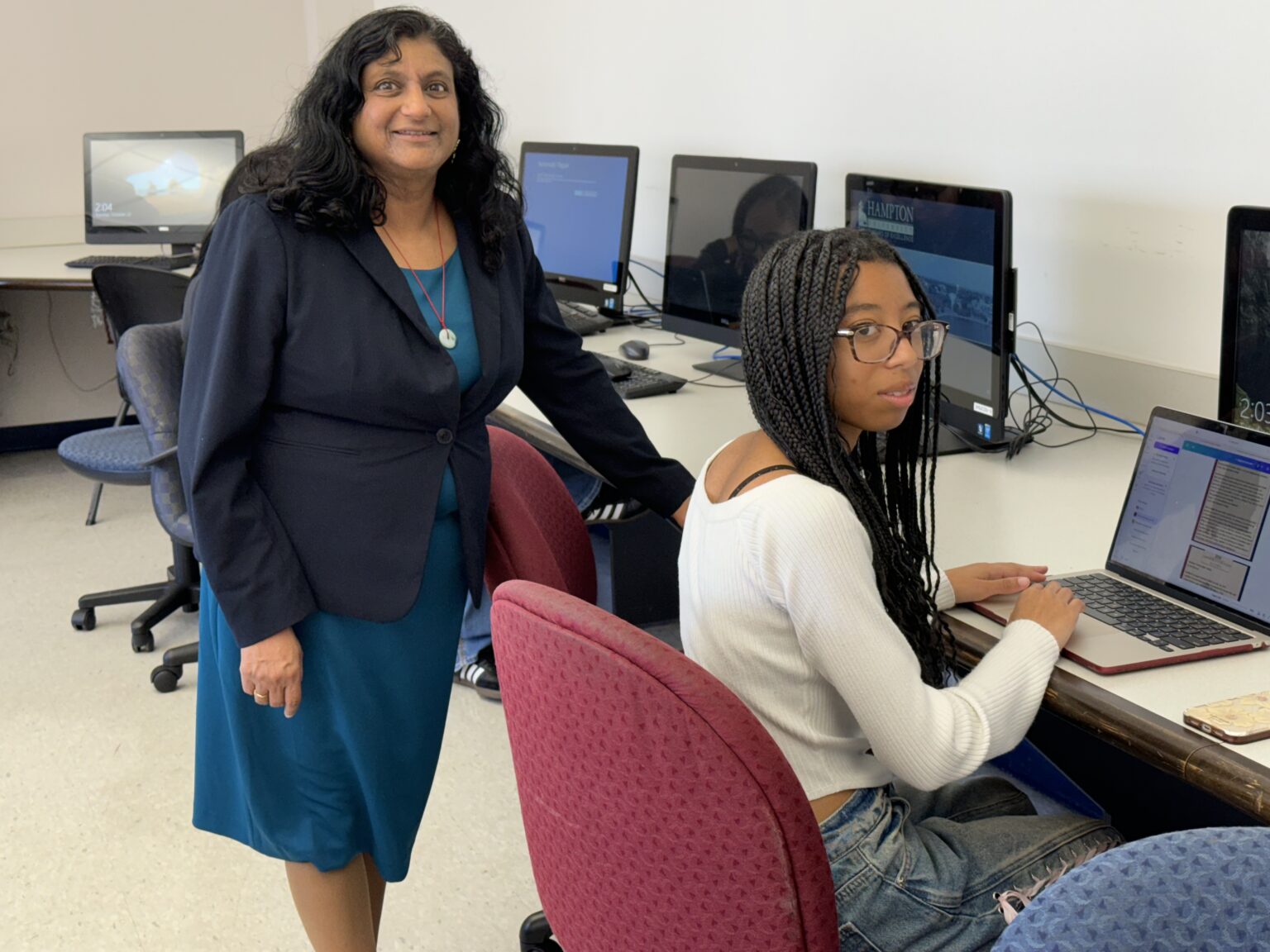 Professor Koppikar with design team member Camille Johnson.